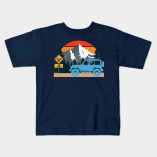Off-Roading - Mountains and Sunset Kids T-Shirt